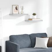 vidaXL Svävande vägghyllor 2 st betonggrå 50x23x3,8 cm MDF