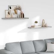 vidaXL Svävande vägghyllor 2 st betonggrå 90x23,5x3,8 cm MDF