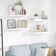 vidaXL Svävande vägghyllor 4 st vit högglans 60x23,5x3,8 cm MDF