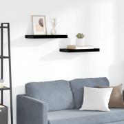 vidaXL Svävande vägghyllor 2 st svart högglans 50x23x3,8 cm MDF