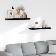 vidaXL Svävande vägghyllor 2 st svart högglans 80x23,5x3,8 cm MDF