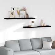 vidaXL Svävande vägghyllor 2 st svart högglans 120x23,5x3,8 cm MDF