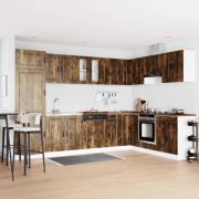 vidaXL Diskbänksskåp med lagring Porto 2 pcs Brun Konstruerat trä