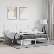 vidaXL Sängram med huvudgavel metall vit 160x200 cm