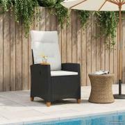 vidaXL Fällstol med tehylla med kudde 62 x 64 x 112 cm konstrotting