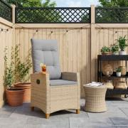 vidaXL Fällstol med tehylla med kudde 62 x 64 x 112 cm konstrotting