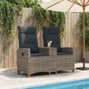 vidaXL Reclining Bench with Table Grå och mörkgrå 126 x 65 x 112 cm