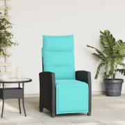 vidaXL Fällbar trädgårdsstol med sidobord svart konstrotting