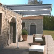 vidaXL Automatisk markis med vindsensor & LED 350x250 cm blå och vit