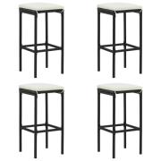 vidaXL Barstolar med dynor 4 st svart konstrotting