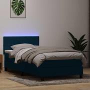 vidaXL Resårsäng med madrass och LED mörkblå 80x210 cm sammet