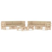 vidaXL Pallsoffgrupp med dynor 6 delar impregnerad furu