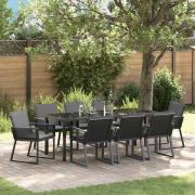 vidaXL Trädgårdsmöbelset 9 pcs Svart Pulverlackerat stål