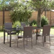 vidaXL Trädgårdsmöbelset 5 pcs Brun Pulverlackerat stål