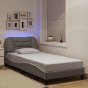 vidaXL Bed Frame with LED without Mattress "Hvar" Taupe 90x190 cm Fabr...