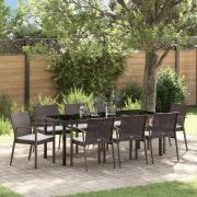 vidaXL Trädgårdsmöbelset 9 pcs Brun och svart PE Rattan