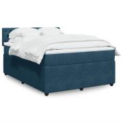 vidaXL Ramsäng med madrass blå 140x190 cm sammet