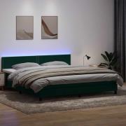vidaXL Resårsäng med madrass och LED mörkgrön 180x220 cm sammet