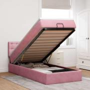 vidaXL Ottoman sängram med madrass rosa 100x200 cm sammet