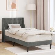 vidaXL Sängram med huvudgavel Mörkgrå 90 x 200 cm Sammet