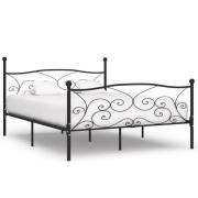 vidaXL Sängram utan madrass med ribbotten svart metall 180x200 cm