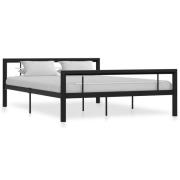 vidaXL Sängram utan madrass svart & vit metall 120x200 cm