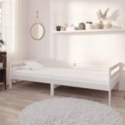 vidaXL Dagbädd med madrass 90x200 cm vit massiv furu