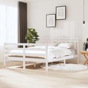 vidaXL Sängram vit massivt trä 140x190 cm