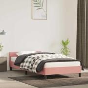 vidaXL Sängram med huvudgavel utan madrass rosa 100x200 cm sammet