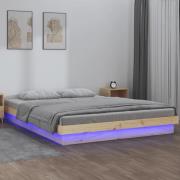 vidaXL Sängram LED 180x200 cm massivt trä