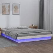 vidaXL Sängram LED vit 120x190 cm massivt trä