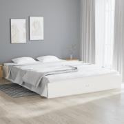 vidaXL Sängram vit massivt trä 150x200 cm
