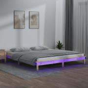 vidaXL Sängram LED 140x190 cm massivt trä