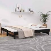 vidaXL Utdragbar dagbädd svart 2x(80x200) cm massiv furu