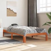 vidaXL Sängram utan madrass vaxbrun 75x190 cm massiv furu