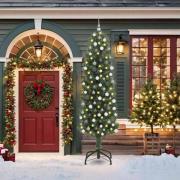 vidaXL Konstgjord julgran Grön 210 cm PVC och stål och plast