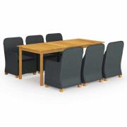 vidaXL Matgrupp för trädgården 7 delar mörkgrå