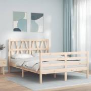 vidaXL Sängram med huvudgavel 140x190 cm massivt trä