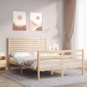 vidaXL Sängram med huvudgavel 140x190 cm massivt trä