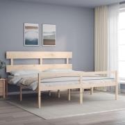 vidaXL Sängram med sänggavel 200x200 cm massivt trä