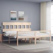 vidaXL Sängram med sänggavel 200x200 cm massivt trä