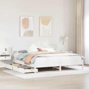 vidaXL Sängram utan madrass vit 180x200 cm massiv furu