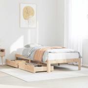 vidaXL Sängram med lådor 90x190 cm massiv furu