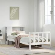 vidaXL Säng med bokhylla utan madrass vit 75x190cm massiv furu
