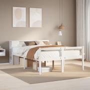 vidaXL Säng med bokhylla utan madrass vit 140x190cm massiv furu