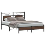 vidaXL Sängram utan madrass brun ek 137x190 cm konstruerad trä