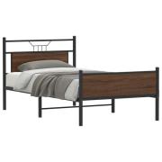 vidaXL Sängram utan madrass brun ek 100x190 cm konstruerad trä