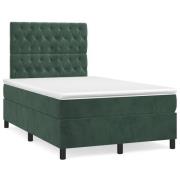 vidaXL Ramsäng med madrass mörkgrön 120x190 cm sammet