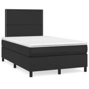 vidaXL Ramsäng med madrass & LED svart 120x190 cm konstläder