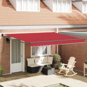 vidaXL Utfällbar markis Röd 400 × 300 cm Polyester och aluminium